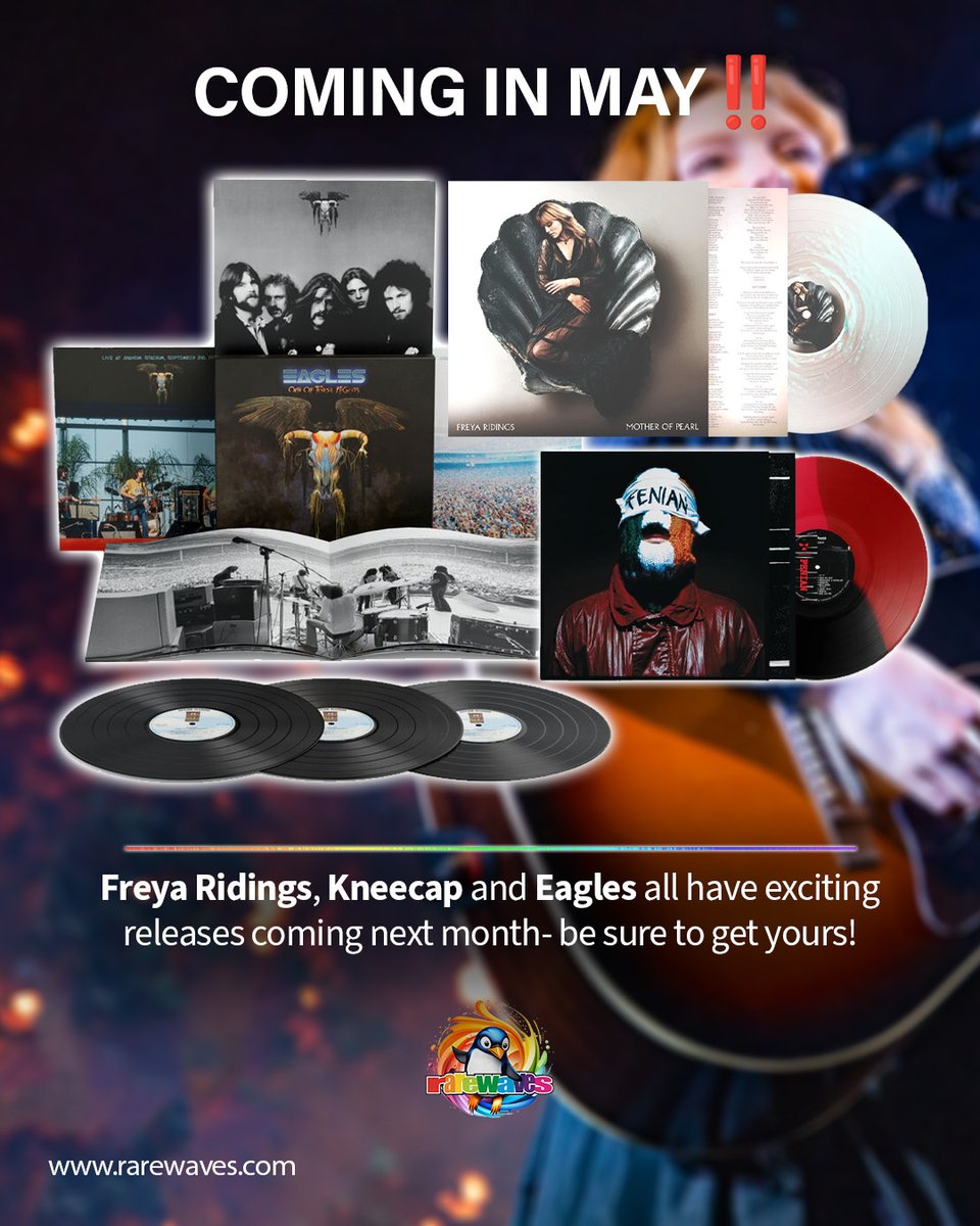 RarewavesCom's tweet photo. MUSICAL MAY... or something
Freya Ridings, Kneecap and Eagles all have exciting releases coming next month- be sure to get yours!
#ComingSoon #NewAlbums #Reissue #NewMusic https://t.co/g9TkDuRI8D