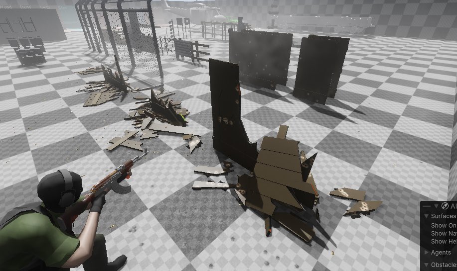 TheLocalBogan's tweet image. // Working on a custom physics controller model for pre-factured meshes. 

It’s performant.. but has a long way to go till we are happy with it. The goal is to have a realtime mesh shatter that works better than Rayfire.

#WorkInProgressWednesday #indiedev #2000s #unityengine