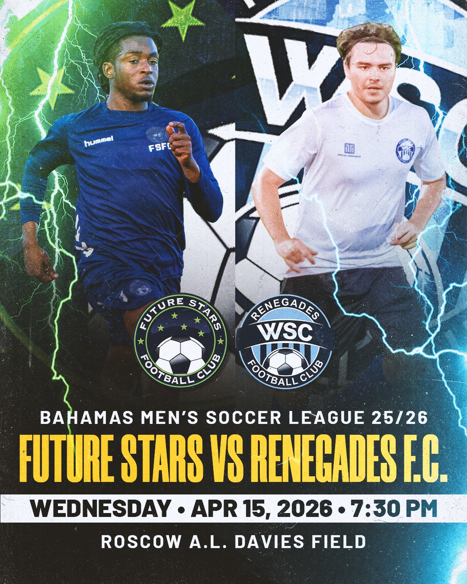 BahamasFootbal1's tweet image. MIDWEEK MATCHUP ⚽✨

Future Stars vs Renegades F.C.

The week gets started with a clean, high-energy game under the lights. Set the tone early 
#BFASoccerLeagues #BahamasFootball #BFA #MidweekFootball