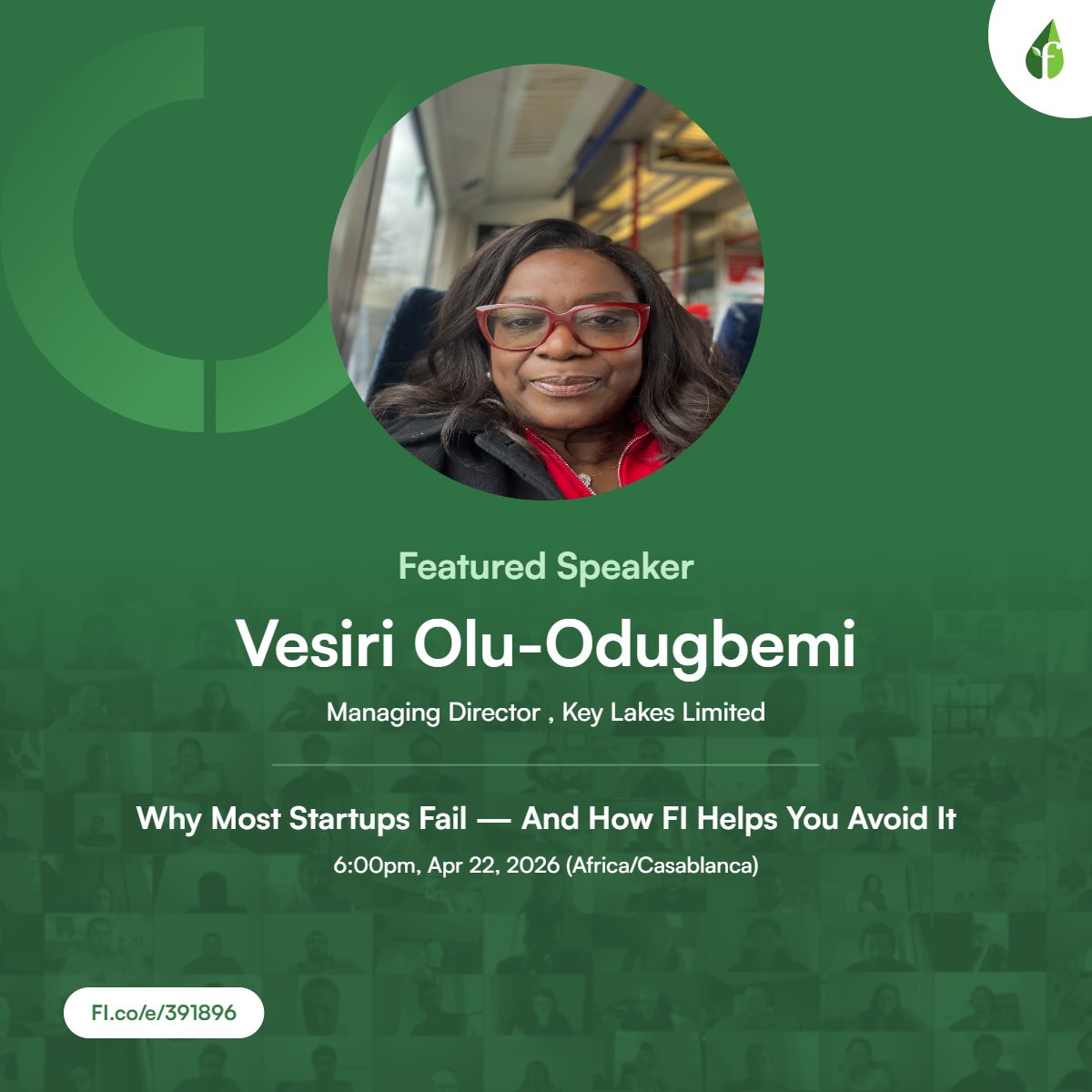 GREAT speakers confirmed for our event 'Why Most Startups Fail — And How FI Helps You Avoid It'. (6:00pm, Apr 22, 2026 (Africa/Casablanca), including <a href="/Vesiriy/">Vesiri</a> 

Apply: Fl.co/e/391896