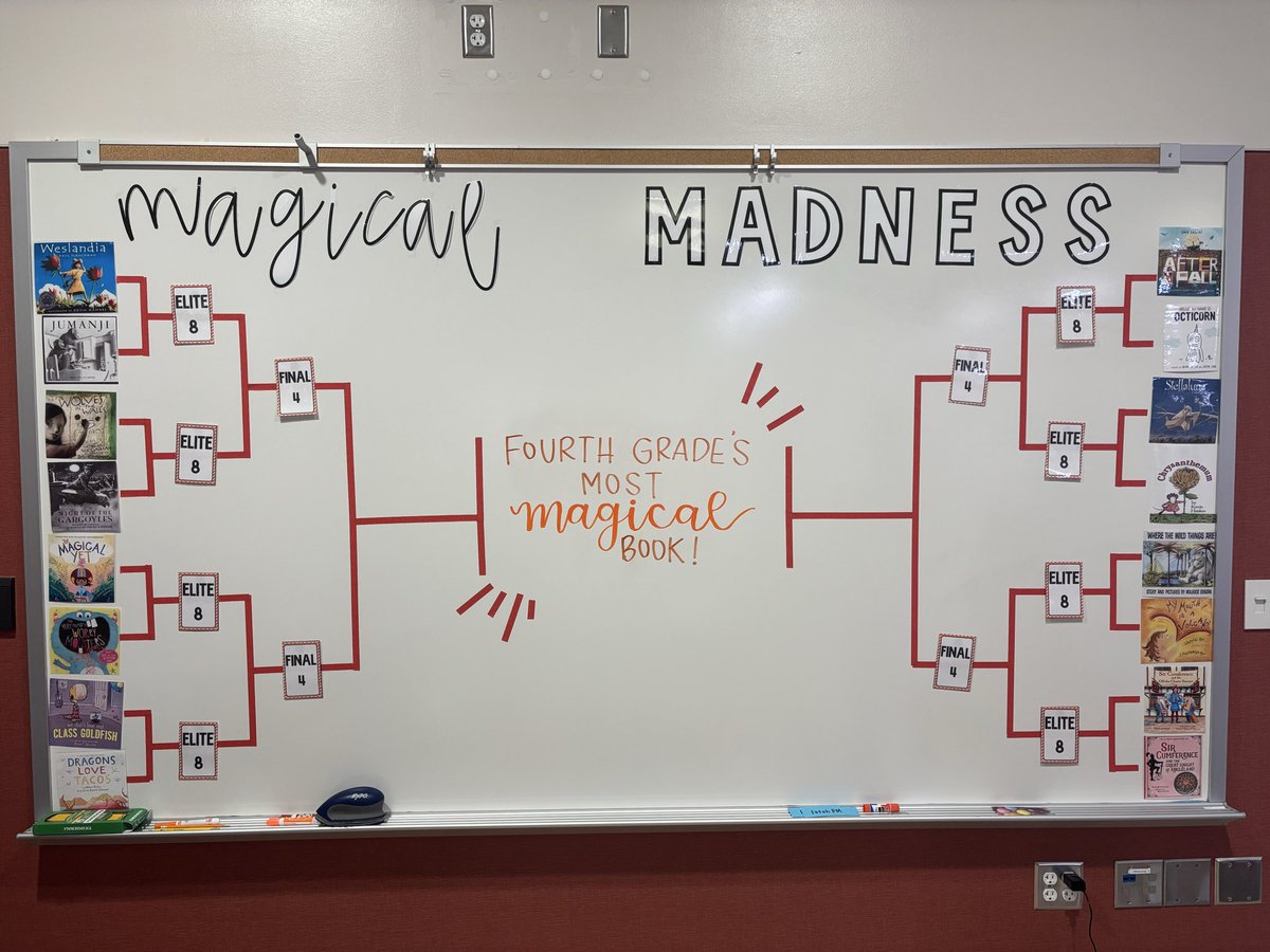 Hamlett_ASE's tweet photo. It’s our first annual #MagicalMadness at @ASE_Dalmatians! Which book will win!? 🪄 📚 #funinfourth https://t.co/iJmit0xQlQ