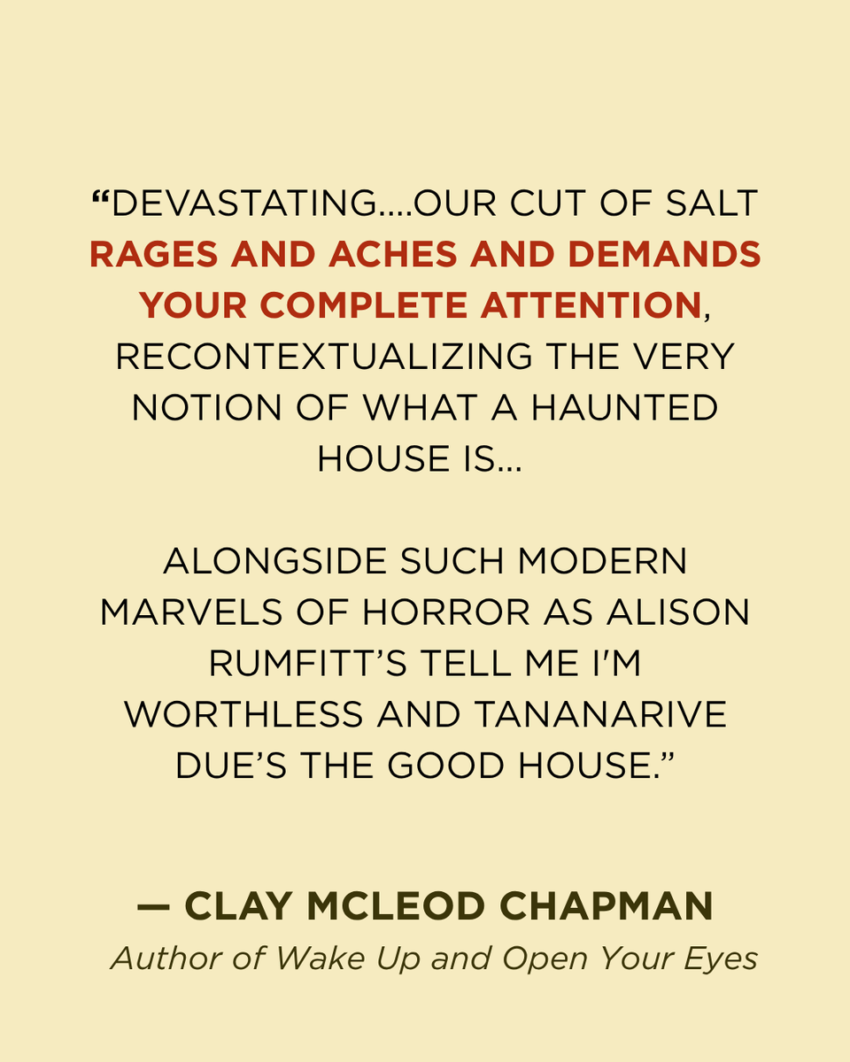 Praise is here!!

If you're interested in a book about a haunted house in Palestine that fights its occupiers, and the three generations of Palestinian women who have to put the haunting to rest, you can preorder my debut novel, Our Cut of Salt, here :) linktr.ee/deenahelm