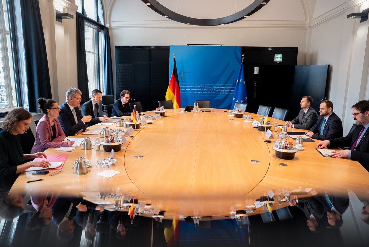 MinForUADev's tweet photo. Germany continues to support Ukraine's transport and logistics. @OleksiiKuleba discussed with German Federal Minister of Transport @PSchnieder further cooperation in restoring Ukraine's transport infrastructure and assistance from Germany. https://t.co/0NfaZvCltk