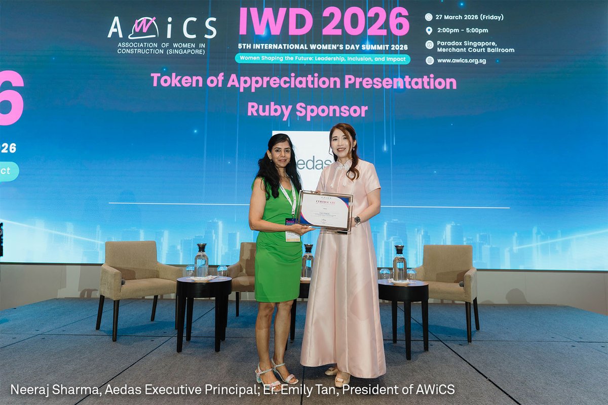 Aedas's tweet image. Aedas supports the Association of Women in Construction Singapore’s International Women's Day Summit 2026! We are are excited to continue championing the empowerment of Women in the Built Environment Industry.

#Aedas #architecture #architect #design #IWD2026 #WomeninArchitecture