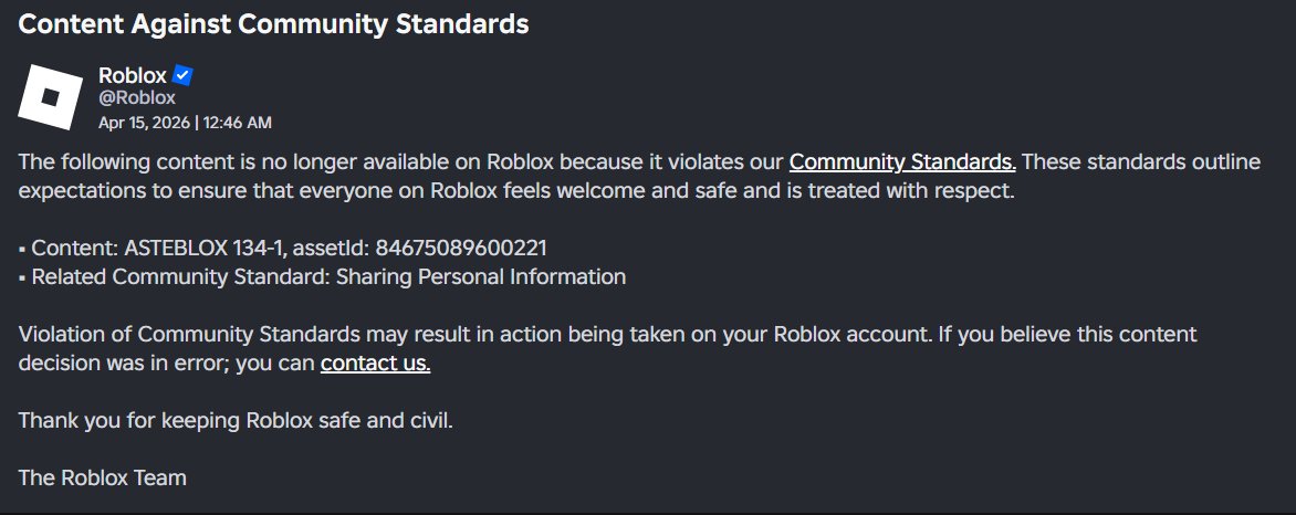 Vichubuu's tweet photo. hi guys its been awhile since i last updated, mostly bc of work and college (its been rlly hard to balance everything)

i will just be updating briefly abt ASTEBLOX 134-1

unfortunately, as of today, the game had been removed from roblox due to "violations" of roblox rules (1) https://t.co/wZf4zivkE6