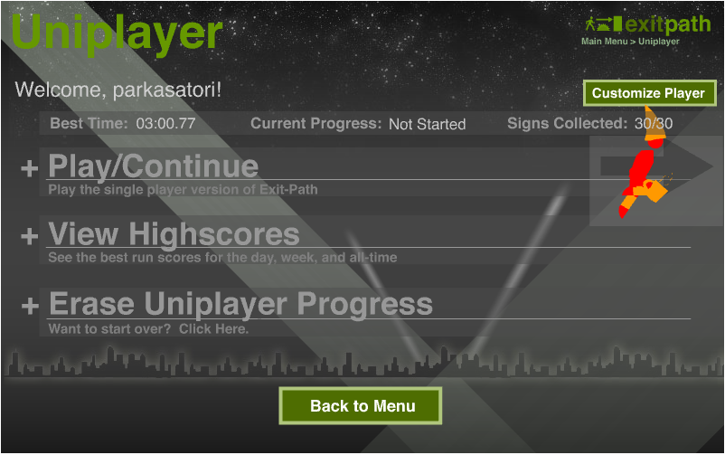 Exit Pathができる。てか昔のデータ残っているのに感動した。3分台はもう出せそうにない。（久々は9分。。。。）
