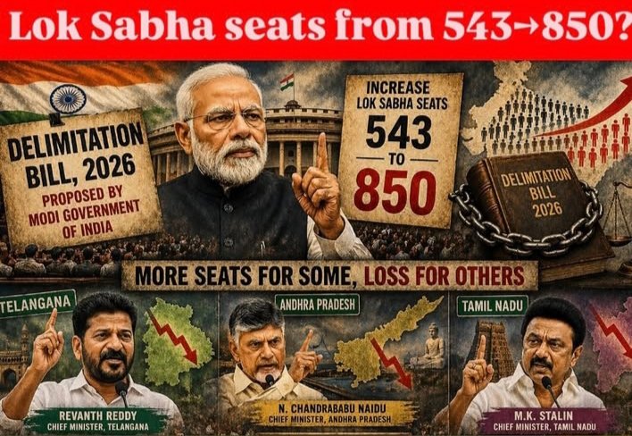 Baabi_bijibose's tweet image. Lok Sabha Expansion from 543 to 850?

Union Government proposes increasing Lok Sabha strength from 543 to up to 850 under the Constitution 131st Amendment Bill 2026 to be discussed in special session on April 16 and 17

#loksabha #indianpolity #constitution #cpim #dmk #congress
