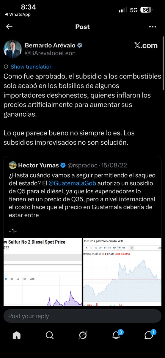dsagastumev's tweet photo. El ILEGÍTIMO mintiéndole ahora al pueblo de Guatemala que con los subsidios al combustible sí van a arreglar la situación, cuando en el 2022 decía LO CONTRARIO. 

¿Entonces?

Le dejo 4 posts de su propia cuenta en donde critica los subsidios a los combustibles en 2022.

El subsidio lo paga el contribuyente de todos modos, no es un regalo de nadie (se lo quitan a algún rubro para destinarlo a esto o nos lo cargan por otro lado).

Ojo! Los subsidios son un ENGAÑO, no una solución!