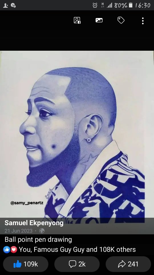 samy_penartz's tweet photo. @DailyLoud I can't stop admiring this ball pen drawing I made for @Davido https://t.co/EmpB2ZflAN