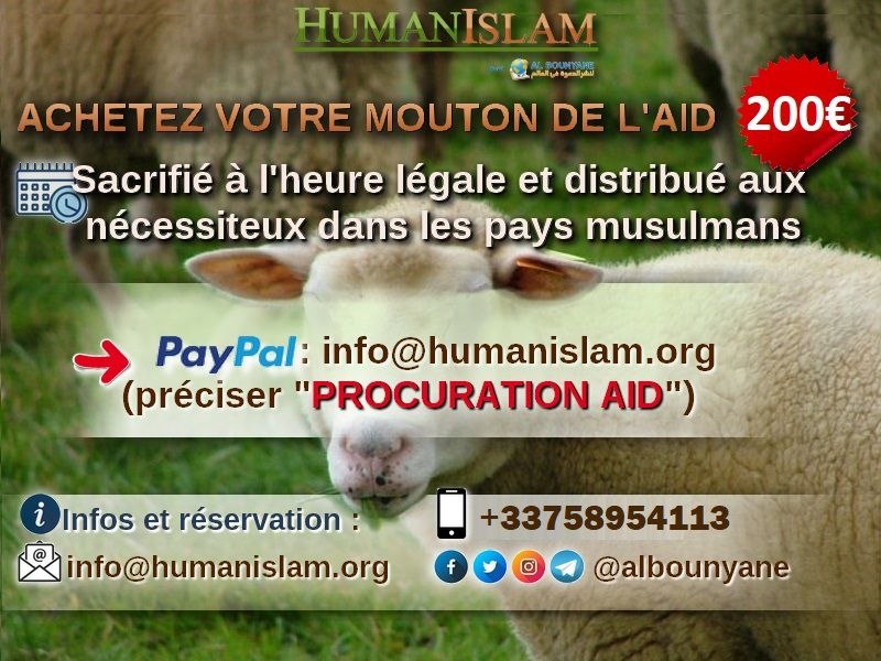 HumanIslam_fr's tweet photo. ACHETEZ VOTRE MOUTON DE L'AID 
et offrez sa viande aux nécessiteux dans les pays musulmans

200€ le mouton
Infos: info@humanislam.org / +33758954113

Paypal: info@humanislam.org 👉préciser "PROCURATION AID"
Pour d'autres modes, nous contacter.

https://t.co/3dZ8eFdpfI https://t.co/muTSTlkIdt