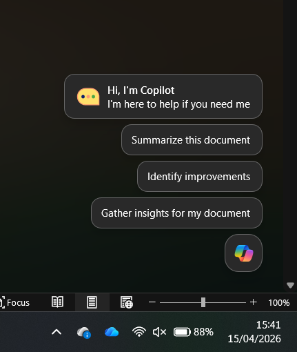 XenoPanther's tweet image. Hello Clippy wannabe (Found in latest dogfood builds of Word 365)