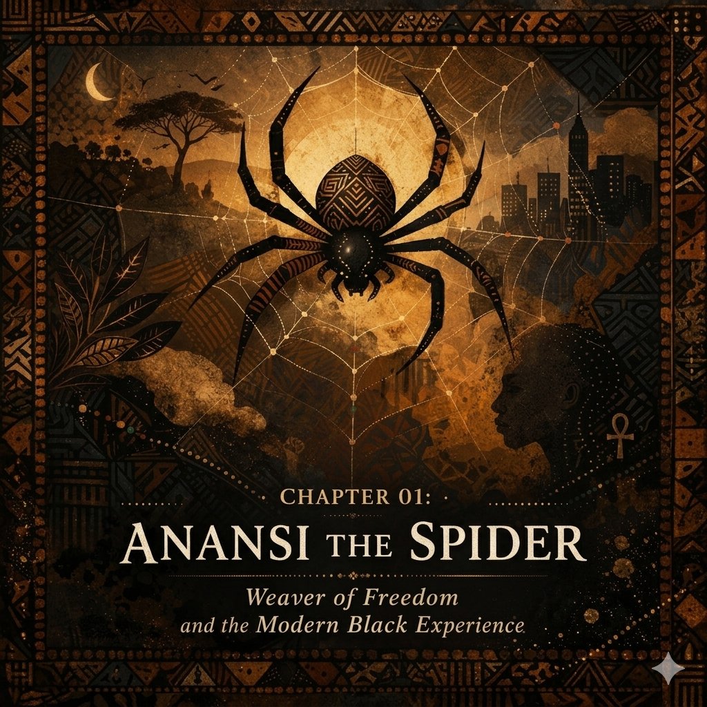 ThePipMessiah's tweet photo. "The one who controls the narrative controls the reality that the narrative creates." 🕯️✨

Welcome to Chapter 01 of "I Am Black, But Comely." We’re starting where all great stories began: with the Trickster. 🕷️

In this chapter, I’m retelling the legendary pursuit of Anansi the Spider, the small creature who dared to ask the Sky God for the world’s stories. But this isn’t just folklore—it’s a blueprint for the modern Black experience.

Anansi teaches us that power doesn’t always roar; sometimes it whispers, calculates, and waits for the pause before the word is spoken. He didn't defeat the python or the leopard with strength. He defeated them by understanding them better than they understood themselves. 🧠🔥

This chapter explores how:

Smallness is an instrument: Being overlooked is not a misfortune; it’s a tool for strategic resistance.

The Web is a Map: Our stories are a network of resilience that is simultaneously fragile and unbreakable.

Survival is Creativity: In a world that denies you power, your wisdom becomes your revolution.

Anansi survived the Middle Passage not as a text that could be burned, but as a disposition—a way of knowing that the most important contest is the one over who gets to tell the story.

Chapter 01 is more than a retelling; it's a reclamation.

Drop a "🕸️" if you’re ready to weave a new story.

#IAmBlackButComely #AnansiTheSpider #BlackLiterature #AfricanMythology #TricksterSpirit #StorytellingIsPower #NewBook #Chapter01 #BlackExcellence #TheWeaver
