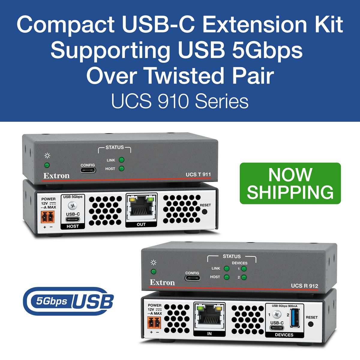 LeadingTechnolo's tweet photo. La serie UCS 910 di @Extron è ora disponibile.

Estensione USB 5Gbps fino a 100 m su CAT 6A, kit completo e hub USB-C + USB-A lato ricevitore: una soluzione semplice e affidabile per ambienti Pro AV.

Scopri di più: https://t.co/F8fDO6Cfz7

#Extron #ProAV #USBExtension #AVTweeps https://t.co/EzDqLQgDLS