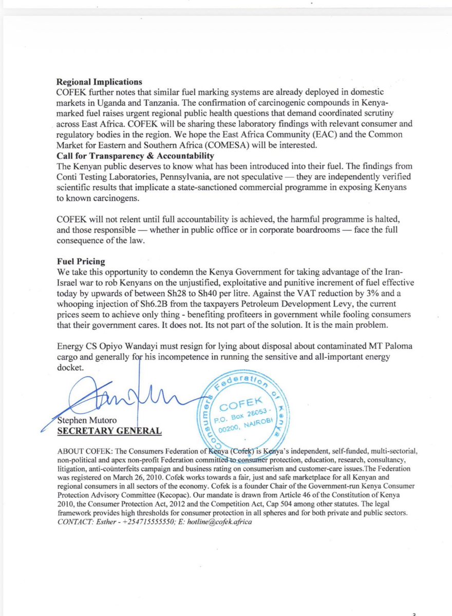 Consumers Federation of Kenya (COFEK) tweet media