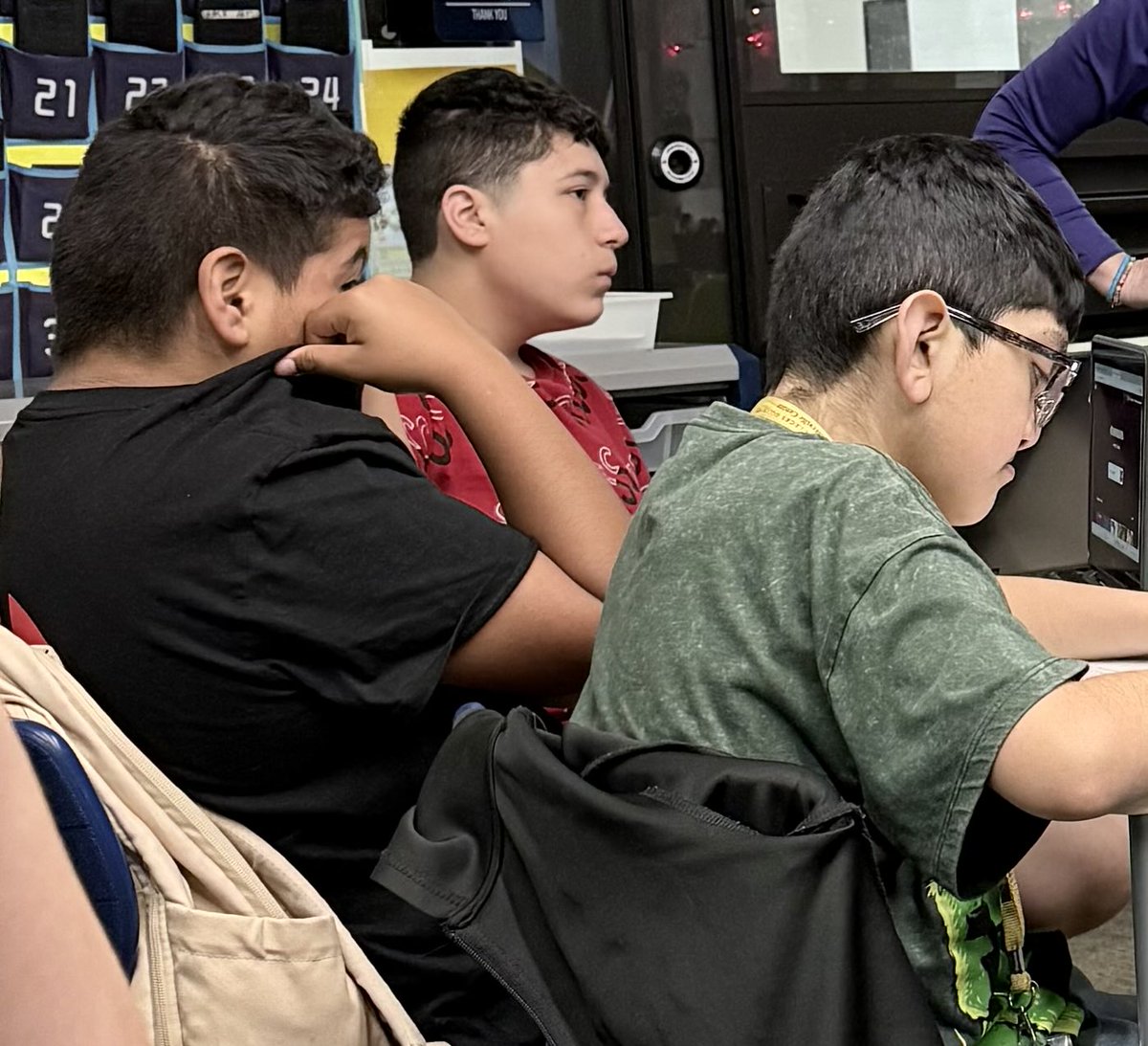 HPMSKim's tweet photo. Students are working hard to prepare for the Math STAAR in Mrs. Klaymeier and Mrs Cerda’s 7th grade math class. We are so proud of their dedication!  💙💙 https://t.co/Q7vW0gycqE