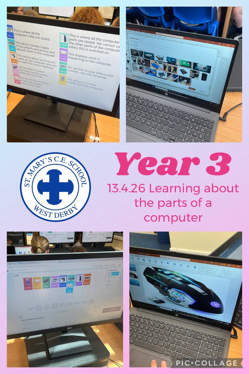 MGLWorld_Mel's tweet photo. In computing this week Year 3 at @stmarys_CofE cbegan a new unit looking at computers 
and how they work. Today we identified the key parts of a computer system. Well done!
@MglWorldNews #ks2computing https://t.co/XELlXTa19s