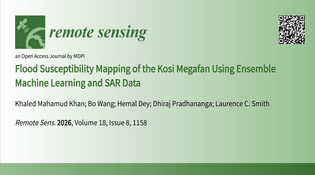 RemoteSens_MDPI's tweet image. 💧💧 #Flood #Susceptibility #Mapping of the #Kosi Megafan Using Ensemble #MachineLearning and #SAR Data

✍️ Khaled Mahamud Khan et al.
🔗 brnw.ch/21x1CBi