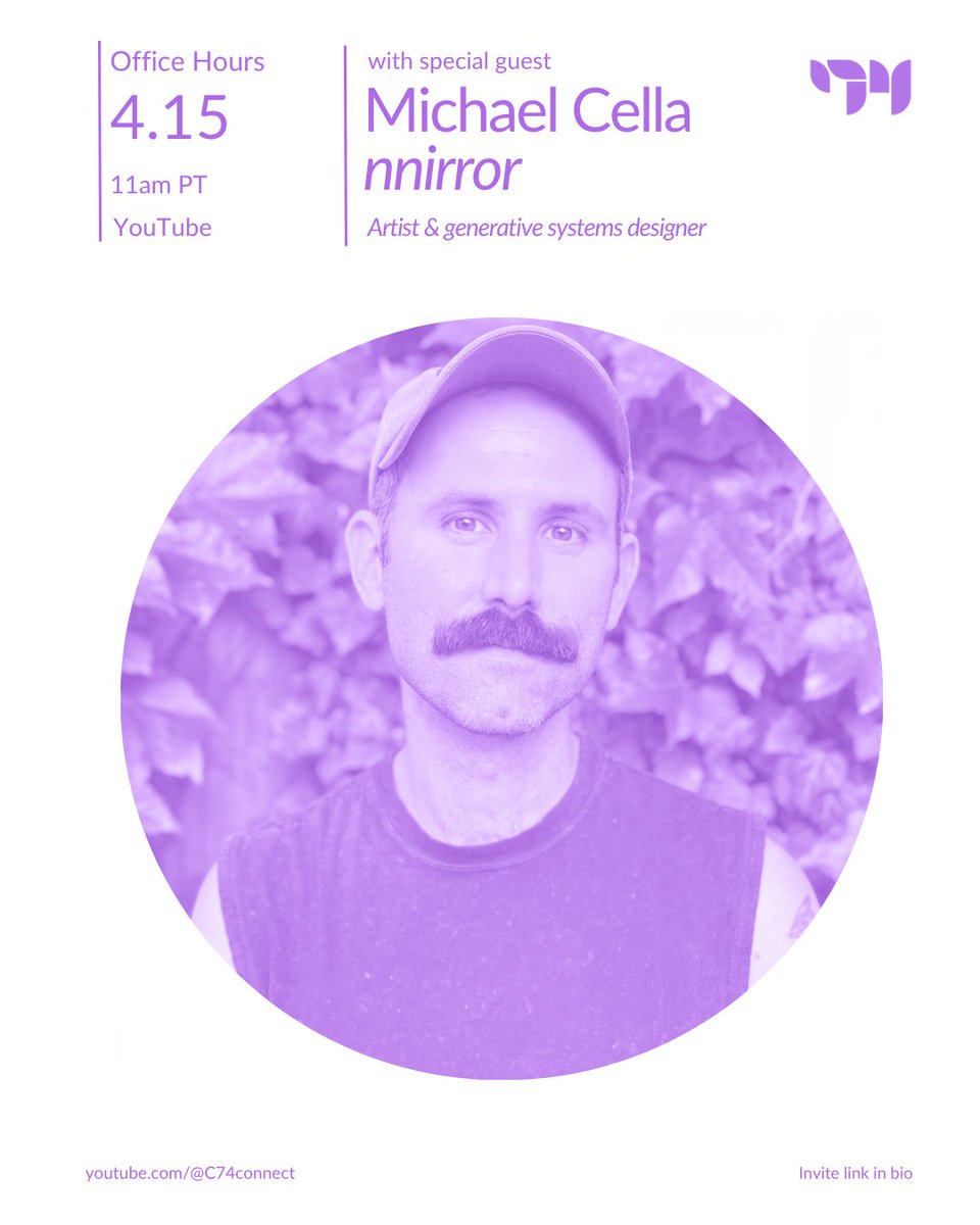 cycling74's tweet image. 🔊 Office Hours with artist &amp;amp; generative systems designer, Michael Cella (aka nnirror), are TODAY! You won't want to miss it! 🔊

💬 Join the conversation here at 11am PT! 👇
youtube.com/live/DzbtzofIV…

#maxmsp #madewithrnbo #ableton #maxforlive #sounddesign