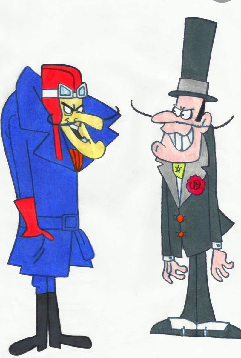 lippyent's tweet image. These two are often mistaken for each other. On the left is that Master of the word Drat Dick Dastardly created by Hanna-Barbera and on the right is the sinister Snidely Whiplash. #WednesdayWisdom! 💡