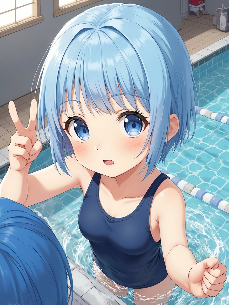 ankomochi208's tweet image. 青髪×ショートヘア×スク水のAI
イラストです。
#JS
#JC
#青髪
#水着
#AIart
#スク水
#AIイラスト