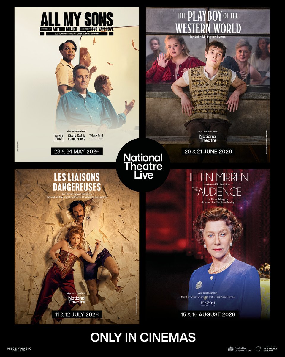 PieceofMagicEnt's tweet photo. The best of British theatre, only in cinemas.
Featuring globally recognised actors, classic and modern masterworks, and award-winning productions, the NT Live 2026 Season brings unmissable productions to cinemas around the world. 
Stay tuned for updates and tickets! 
#NTLive https://t.co/Q0iXfqWU5L