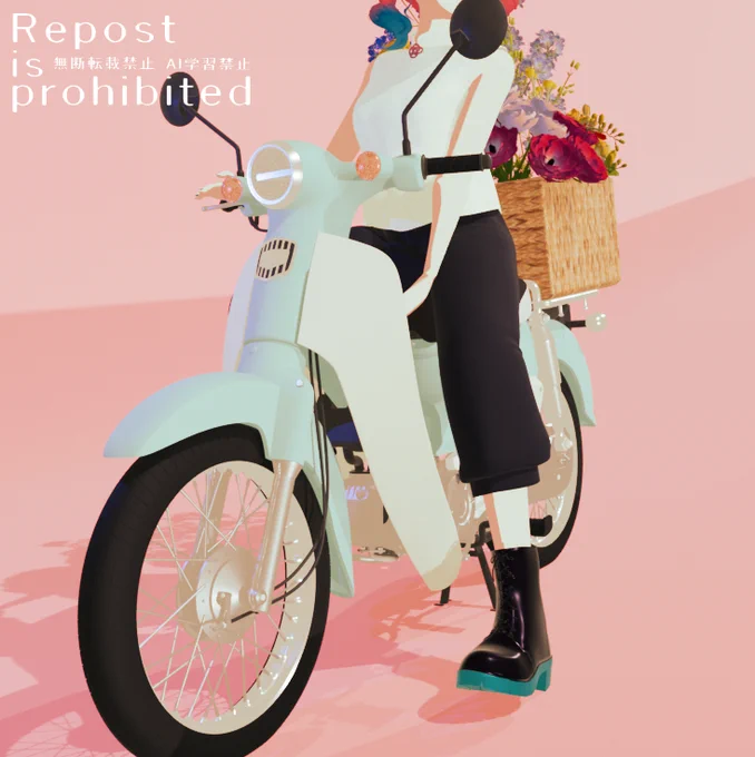 バイクと花 #blender