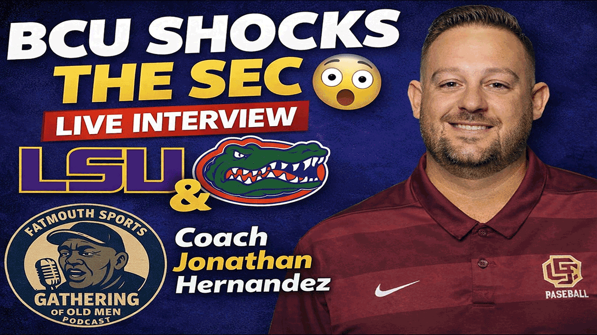 fatmouthsports's tweet photo. BCU just SHOCKED the SEC 😳🔥 Coach Jonathan Hernandez joins us LIVE to break down wins over LSU &amp; Florida! Tap at 8pm et. 👇🏾
 https://t.co/Z4XdW6rplC
#HBCUBaseball #BCU #LSU #Gators https://t.co/chdhJ5gNus