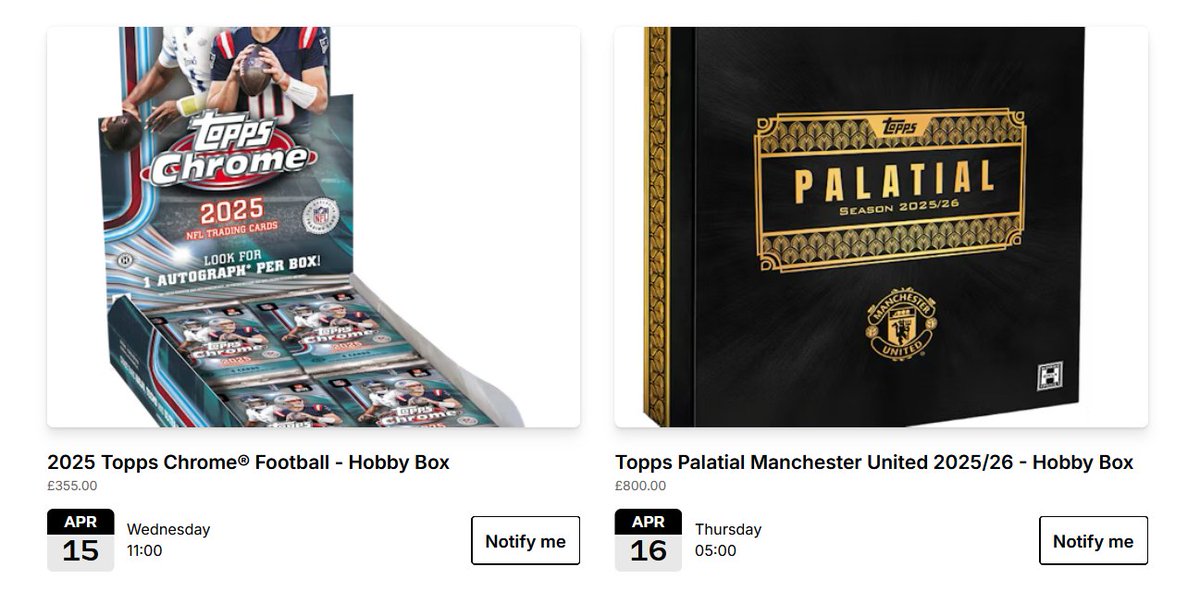 CardPurchaser's tweet image. The Topps UK website has a few EQL drops scheduled