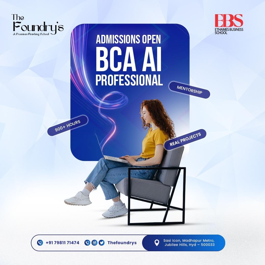 thefoundrys's tweet photo. 🎓 Admissions Open – BCA AI Professional
In collaboration with Ethames Business School
🚀 900+ hrs learning | Mentorship | Real‑time projects | Future‑ready careers
📍 Apply now at https://t.co/8TQ4mYzwIQ | 📞 +91 7981171474 https://t.co/mHTuthOlu0