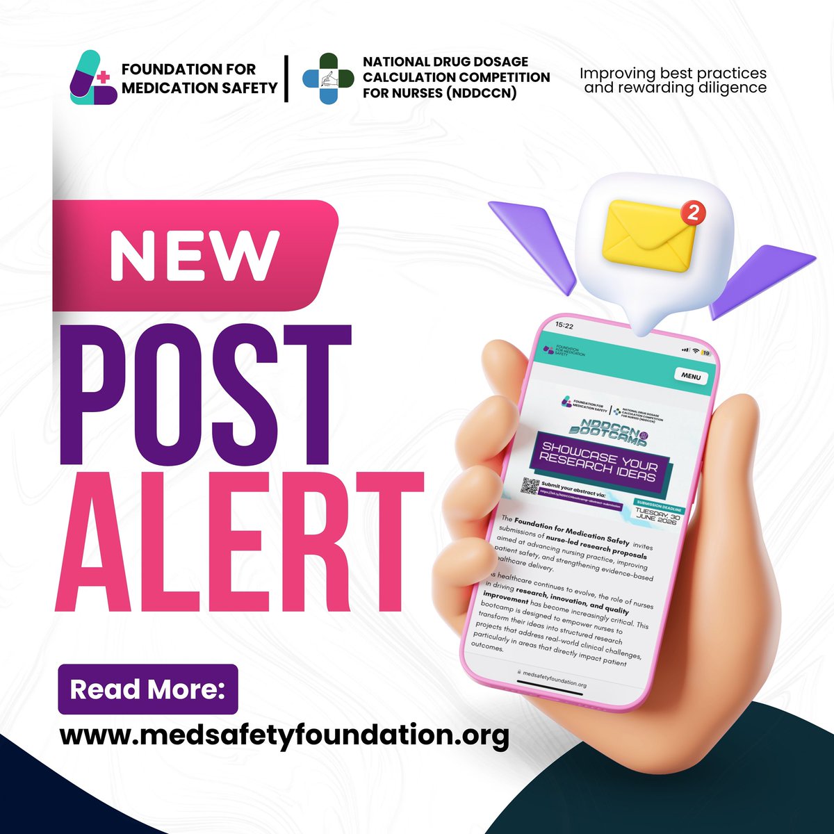 Your research idea could change patient outcomes.

The Foundation for Medication Safety is calling on nurses ready to lead innovation in:
Medication Safety and Antimicrobial Stewardship.

Submit here:
medsafetyfoundation.org/call-for-abstr…