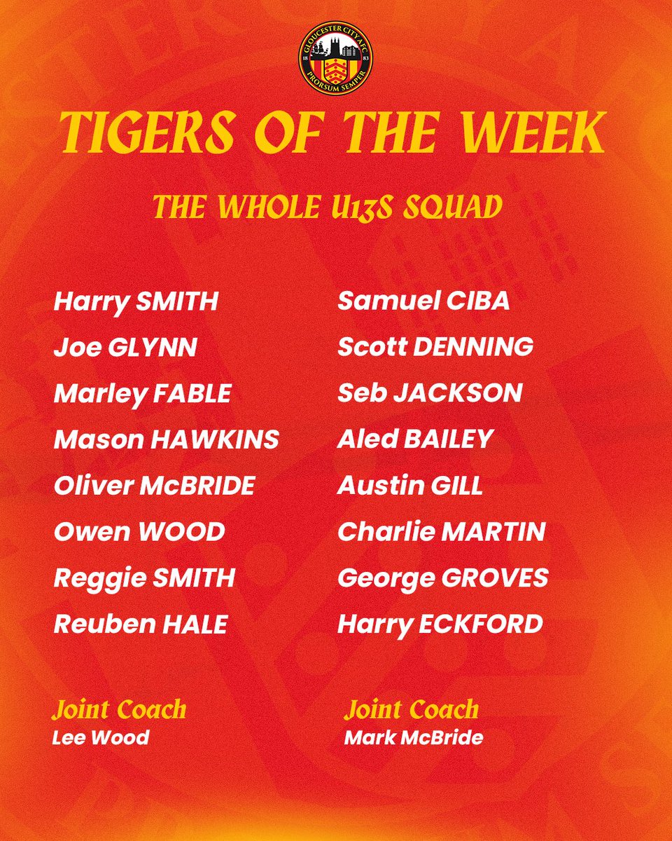 gcafcyouth's tweet photo. After winning all 16 league games the whole of the under 13 squad are this weeks tigers of the week! 🐯

Congratulations lads 👏 

#GCAFC https://t.co/5pHDRqXZ19