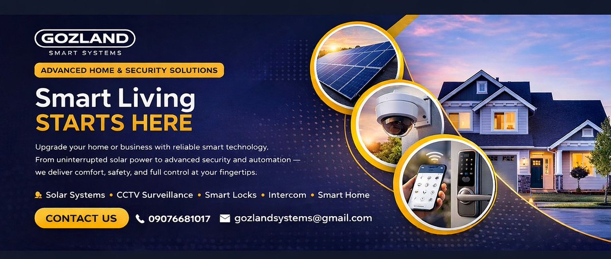 GozlandSystems's tweet image. Smart Living Starts Here 🏠

Upgrade your space with reliable, modern technology:
🔹 Solar Systems
🔹 CCTV Surveillance
🔹 Smart Locks
🔹 Intercom
🔹 Smart Home Automation
🔹 Electric fencing 
🔹 Security alarms etc..

Power. Security. Full Control

#SmartHome #SolarEnergy #CCTV