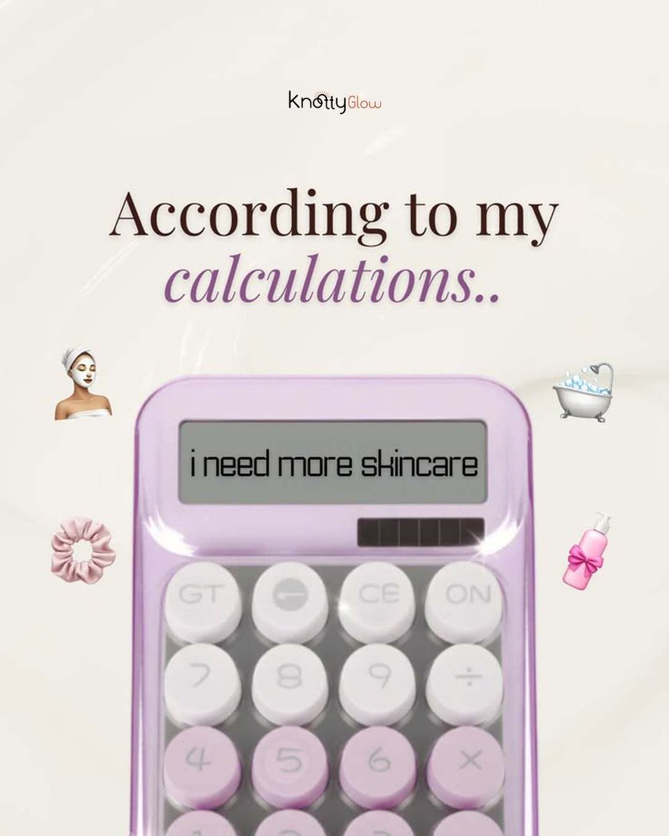 TheKnottyGlow's tweet image. 𝐂𝐚𝐥𝐜𝐮𝐥𝐚𝐭𝐞𝐝 𝐜𝐚𝐫𝐞. 𝐕𝐢𝐬𝐢𝐛𝐥𝐞 𝐫𝐞𝐬𝐮𝐥𝐭𝐬 

According to my calculations… better skin always adds up. ✨

Smart routines, consistent care. Because when your skin is supported, glow isn’t optional, it’s expected. 

#SkincareRoutine #GlowSkin #SkinCareEssentials