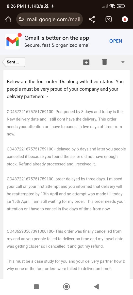 live4history's tweet photo. @Flipkart four orders in four months and all four of them were failed to deliver on time. 100% delay. No customer care team to  reach!!! Why should I trust you now? https://t.co/Gs5L4qoxbA