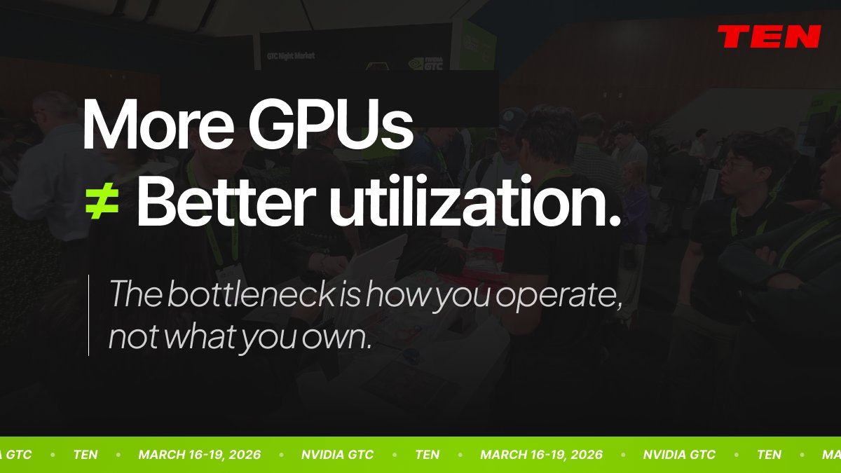 TEN1010_io's tweet photo. $1 trillion in AI infra demand by 2027.
Most orgs are running GPUs at 30–40% utilization.
More GPUs won't fix that.
The real question before your next procurement:
"Do you know exactly who's using what — and can you report on it?"
#AIInfrastructure #GPUUtilization https://t.co/hWKUlqekw0