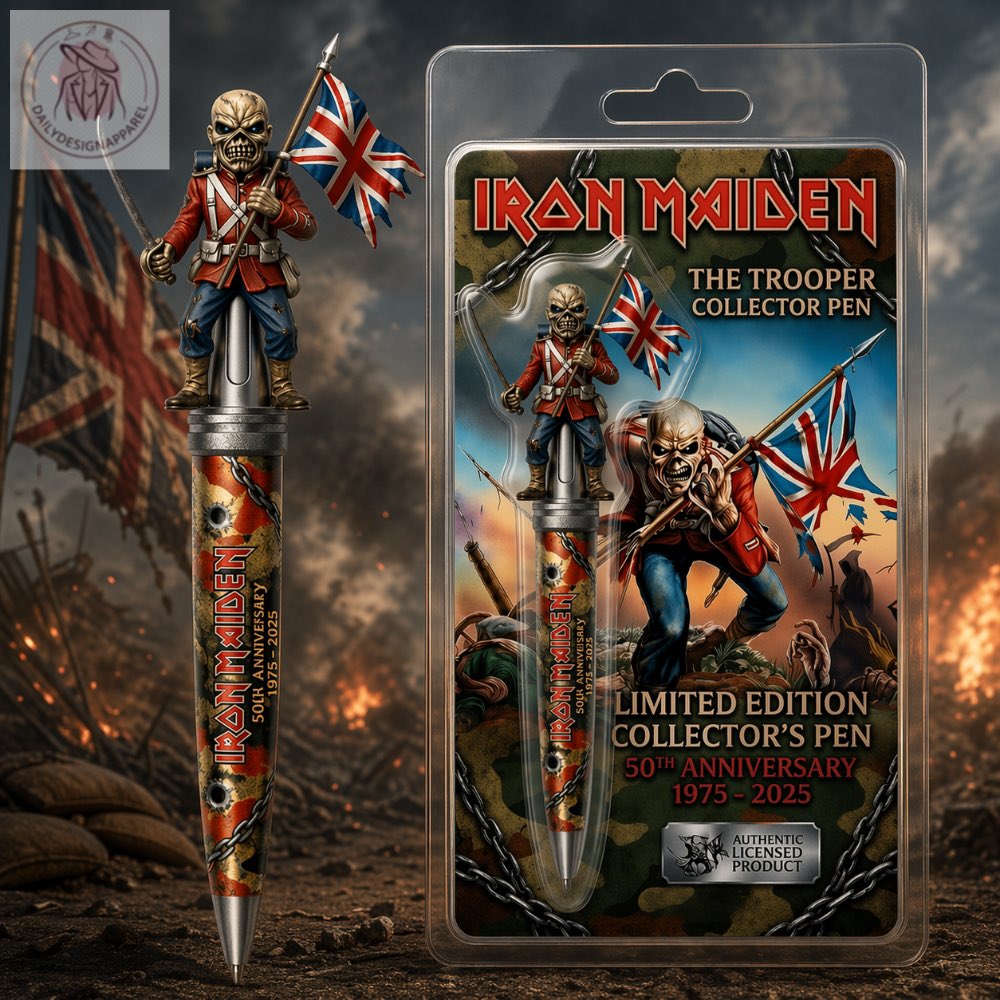 DailyshopUSA2's tweet image. 🔥 IRON MAIDEN – Trooper Collector Pen 🔥
Iconic Eddie design with bold rock vibes – turn every note into a statement!
⚡ Limited Edition – made for true fans
👉 Link: dailydesignapparel.com/product/iron-m…
#IronMaiden #RockLegend #CollectorItem #MetalFans #LimitedEdition