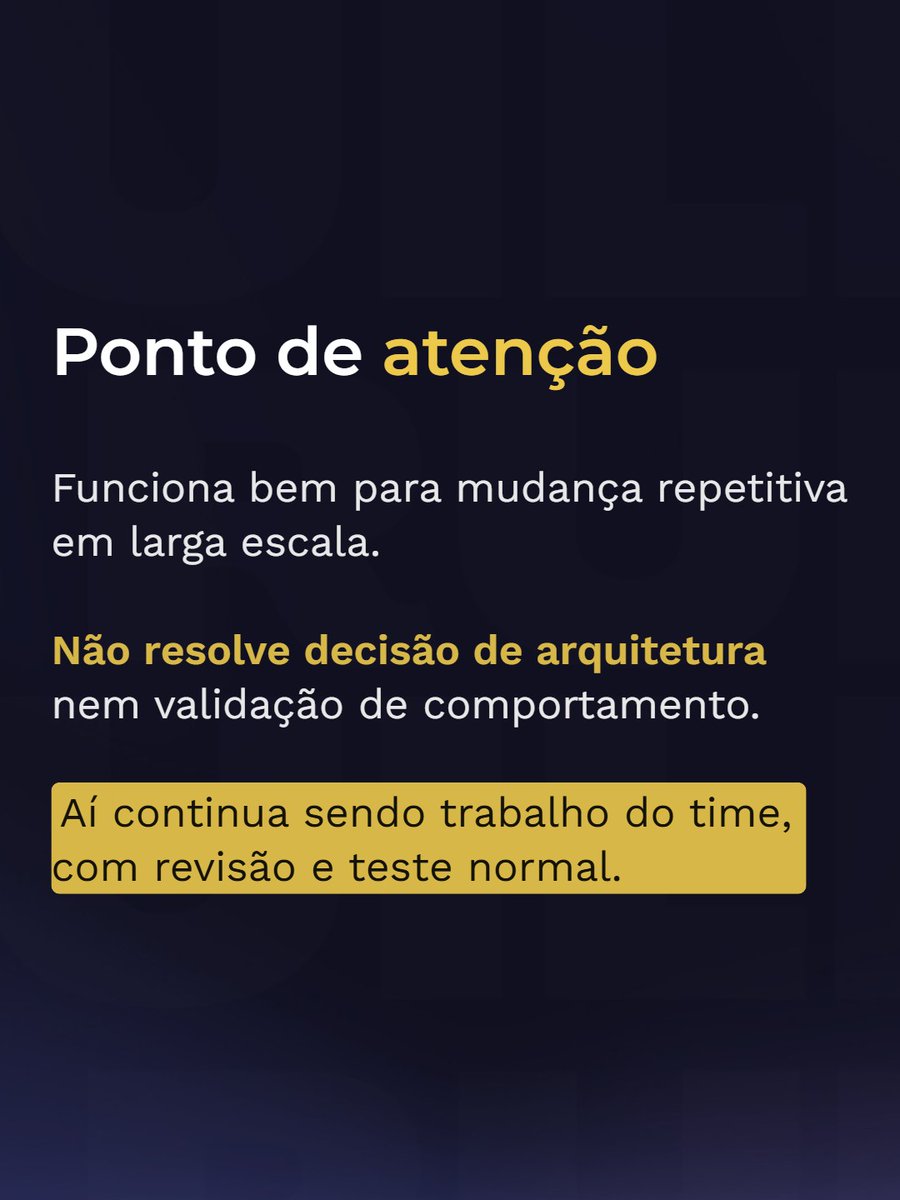 buildruntech's tweet photo. Na prática, ele aplica refatorações automáticas com regras prontas e devolve tudo em diff para revisão.

Se o problema é amplo, chato e espalhado no código, já vale conhecer ela.

#java #backend #springboot #modernizacao #openrewrite https://t.co/M6yqo8bhX7