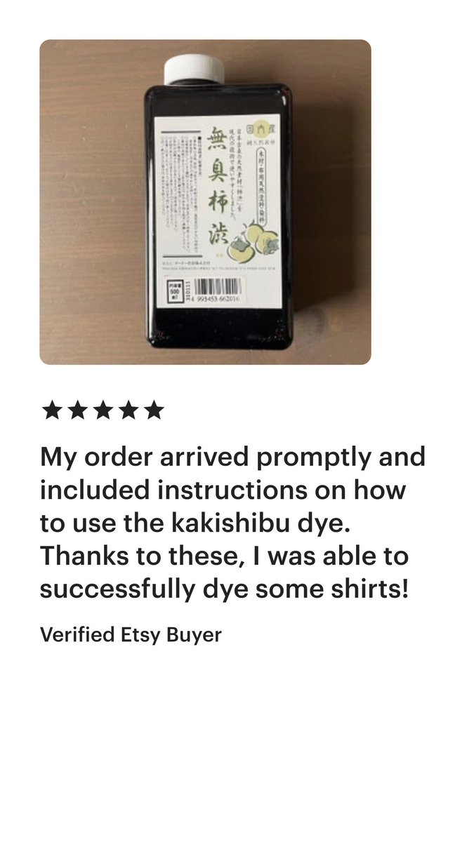 ChieBesson's tweet photo. Kakishibu dye back in stock👍

https://t.co/lFhFLbWn5V https://t.co/fwKMXgxP8J