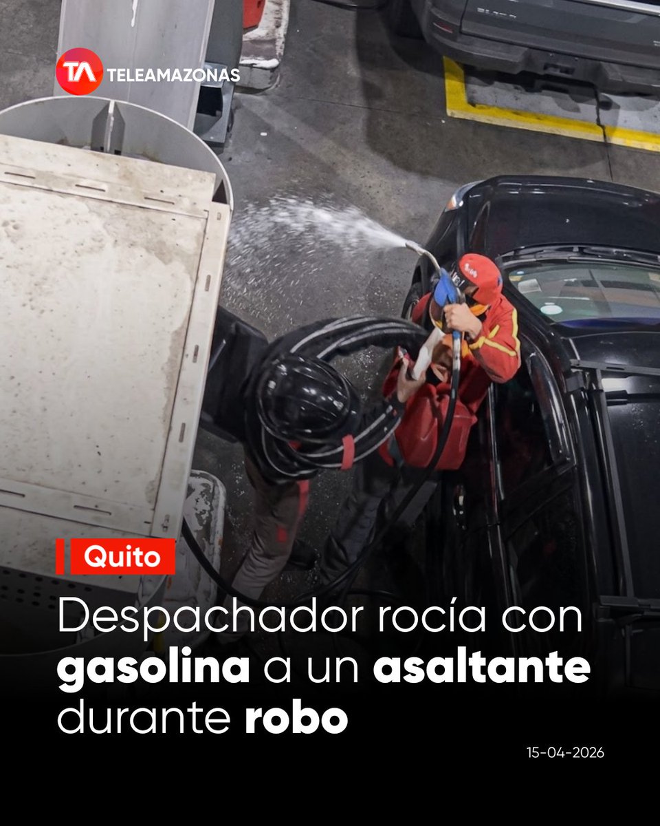 teleamazonasec's tweet image. #Quito | Un despachador de gasolinera frustró un asalto al rociar con combustible a un delincuente armado. Revisa la nota: f.mtr.cool/gksulipfwr