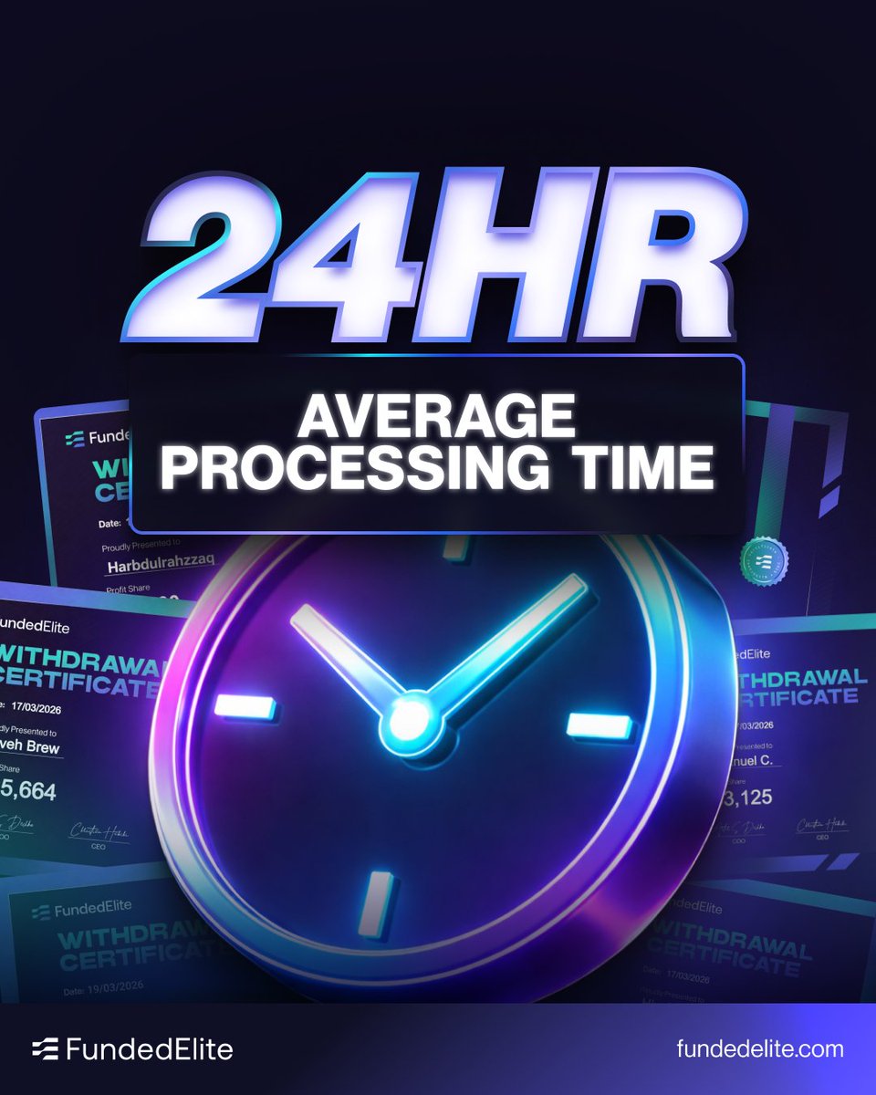 FundedElite's tweet image. 24h average payout processing time 🕜

No delays. No waiting around.

Get paid and keep moving.

💬 Comment how you felt when you received your first payout.