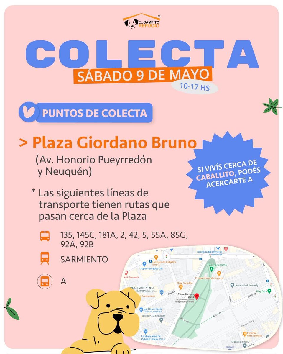 ¡EL SÁBADO 9 DE MAYO LA MANADA SALE A LA CALLE, LLEGA LA COLECTA 2026! 🐾

De 10 a 17 hs nos unimos para seguir transformando vidas.
📍 ¿DÓNDE NOS ENCONTRAMOS?
- Barracas: Plaza Colombia (Montes de Oca y Brandsen)
- Belgrano: Plaza M Belgrano (Juramento y Cuba)
- Caballito: 👇