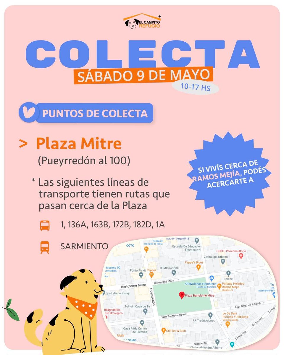 Plaza Giordano Bruno (H. Pueyrredón y Neuquén)
- San Isidro: Plaza Márquez (Santa Fe y Márquez)
- Ramos Mejía: Plaza Mitre (Pueyrredón al 100)
- Lomas de Zamora: Plaza Libertad y Democracia (Beltrán y Gorriti)
📍 Punto de acopio: Bella Vista (Plaza Sourdeaux) de 10 a 14 hs.👇