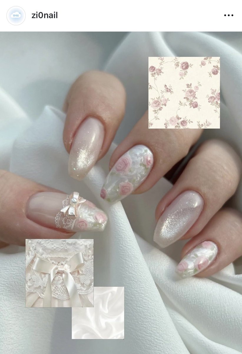 レースと薔薇モチーフのネイル、お上品で可愛すぎる🥹🌹🩰