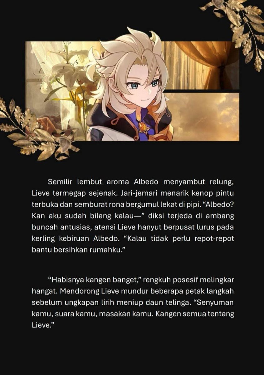 syalinakartika's tweet photo. ْ⠀⠀ 𝐆𝐞𝐧𝐬𝐡𝐢𝐧 𝐈𝐦𝐩𝐚𝐜𝐭
“𝐃𝐞𝐬𝐢𝐫 𝐑𝐢𝐧𝐝𝐮 𝐒𝐞𝐝𝐮𝐤𝐭𝐢𝐟”
⠀⠀⠀
— ⩩ ꜥ 📜. Romance | R18+ | Relationship
.𖥔 ݁ ˖ 2.7OO words
.𖥔 ݁ ˖ 3O pages
.𖥔 ݁ ˖ Comms Dedicated for @pipip_nyeh
🌷
📎
https://t.co/oit9HeRaIw
#fanfict #fanfiksi #writingcommission https://t.co/SrLtRJq2qc