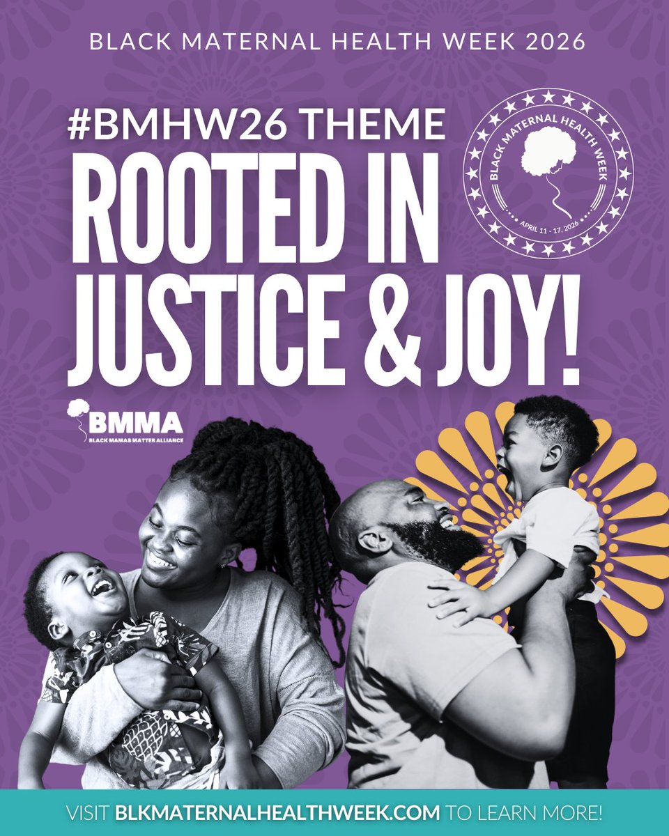 Marion_Health's tweet photo. Black Mamas deserve more than survival; they deserve joy and liberation. This #BMHW26, we’re uplifting Black-led care, healing, and systems change. Join the movement for Black Maternal Health equity. #RootedInJusticeAndJoy #BlackMamasMatter https://t.co/rrLn3qokz0