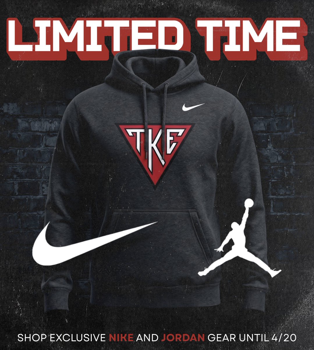 Limited Time! 🔥

Exclusive Nike and Jordan TKE gear is available now through 4/20. Represent the Brotherhood in premium style with limited-edition apparel.

Shop now before it’s gone ⬇️

bsnteamsports.com/shop/AGCWNKmQR1