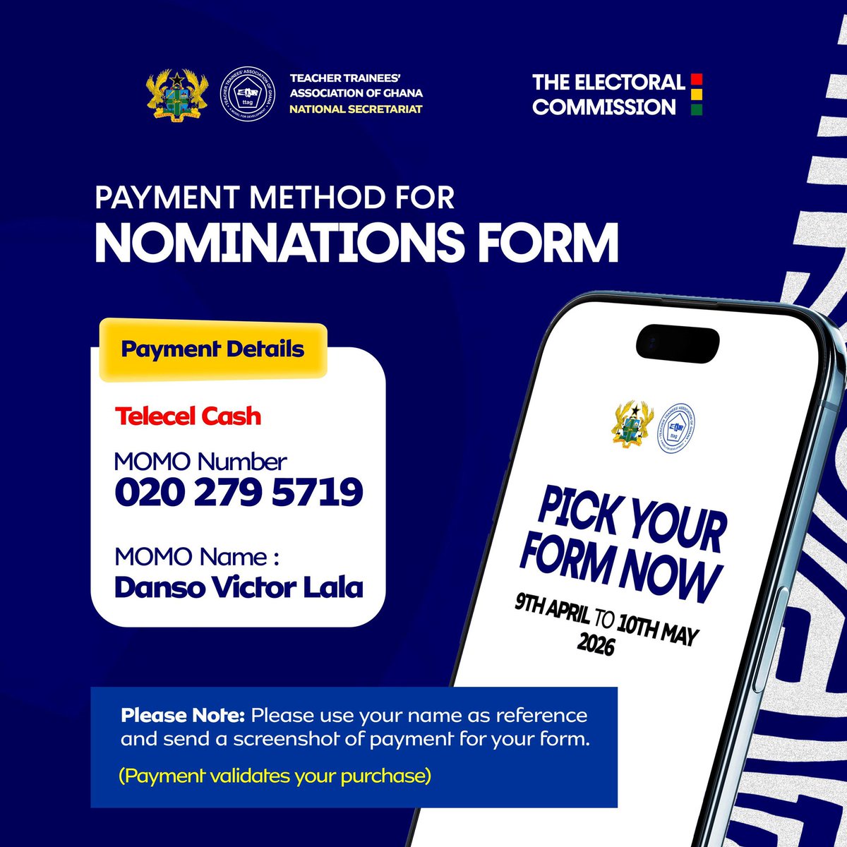 📌 𝐏𝐚𝐲𝐦𝐞𝐧𝐭 𝐟𝐨𝐫 𝐧𝐨𝐦𝐢𝐧𝐚𝐭𝐢𝐨𝐧 𝐟𝐨𝐫𝐦𝐬 𝐦𝐚𝐝𝐞 𝐞𝐚𝐬𝐲!📌

𝐊𝐢𝐧𝐝𝐥𝐲 𝐟𝐨𝐥𝐥𝐨𝐰 𝐭𝐡𝐞 𝐚𝐩𝐩𝐫𝐨𝐯𝐞𝐝 𝐩𝐚𝐲𝐦𝐞𝐧𝐭 𝐦𝐞𝐭𝐡𝐨𝐝 𝐟𝐨𝐫 𝐭𝐡𝐞 𝐩𝐮𝐫𝐜𝐡𝐚𝐬𝐞 𝐨𝐟 𝐧𝐨𝐦𝐢𝐧𝐚𝐭𝐢𝐨𝐧 𝐟𝐨𝐫𝐦𝐬.