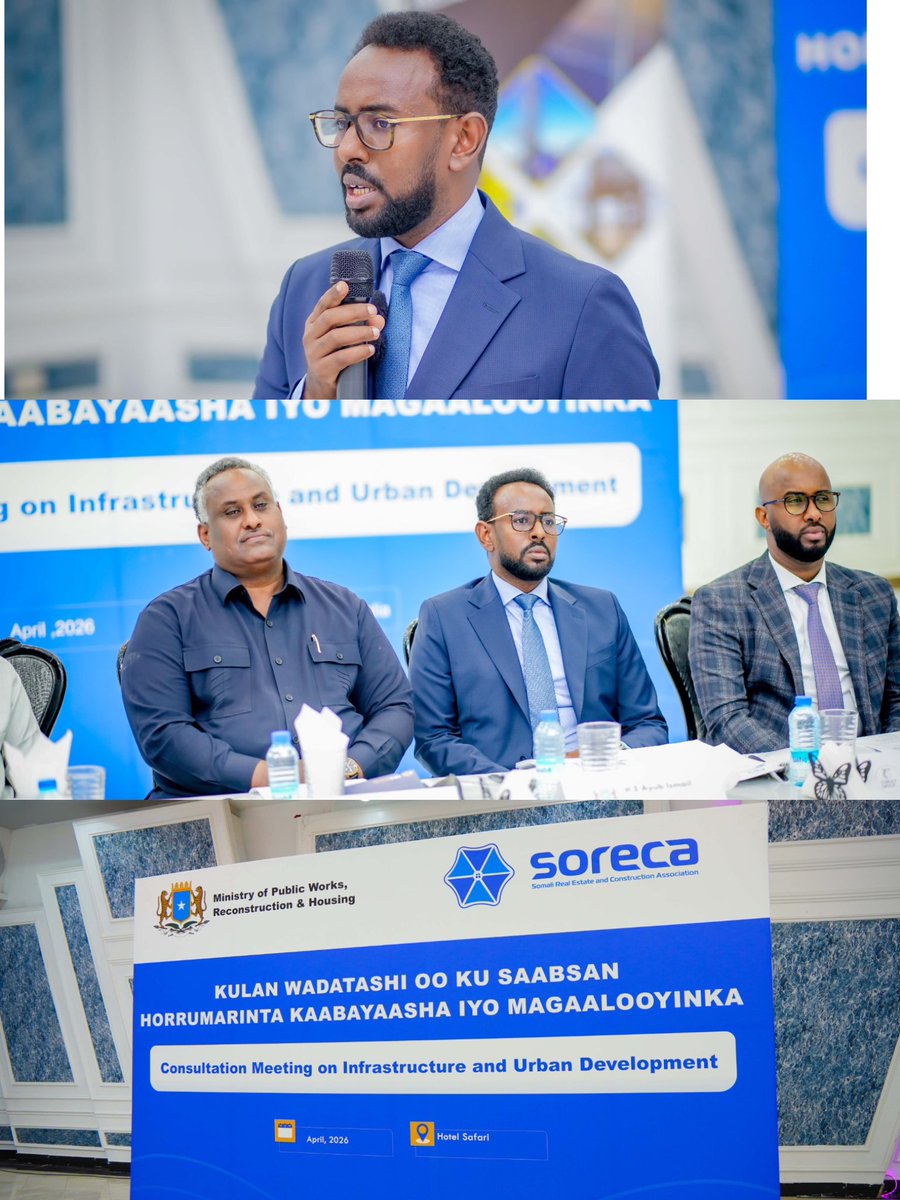 YasirHersiJ's tweet image. Minister @AyubIsmailYusuf met with SORECA in Mogadishu to align urban development priorities. The Minister highlighted that several critical road projects are nearing completion and will be launched soon to boost national connectivity.  #Somalia #Infrastructure #UrbanDevelopment