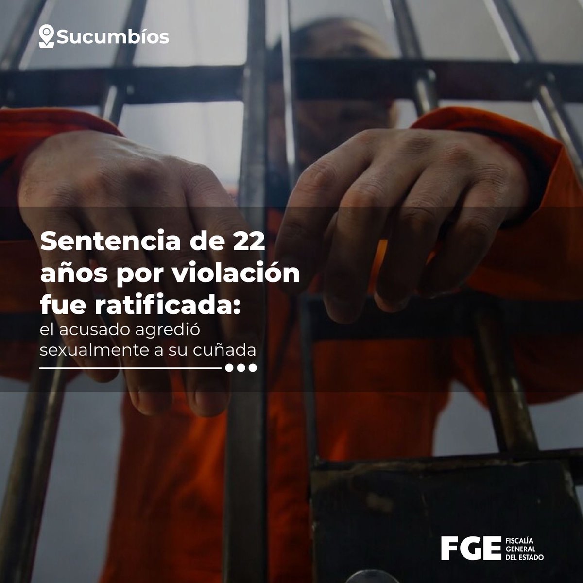 FiscaliaEcuador's tweet image. #BoletínFGE | #Sucumbíos: Corte Provincial de Justicia ratifica la sentencia de 22 años de prisión contra Jairo Patricio C., por el delito de #Violación, obtenida por #FiscalíaEc en primera instancia.

Más información ⬇️
acortar.link/VRyhhr