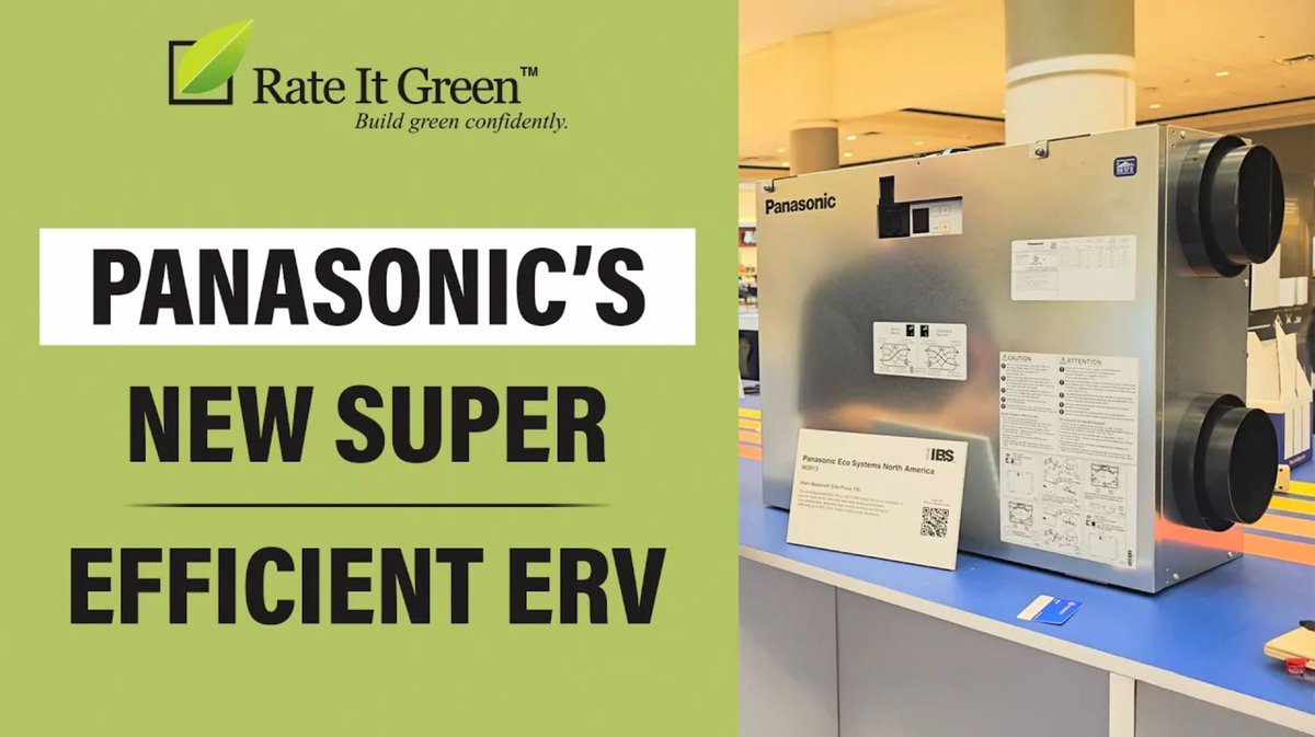 rateitgreen's tweet image. A 90% energy efficient ERV - Panasonic's Intelli-Balance Elite Plus+ 150 ERV delivers high performance at a competitive price. buff.ly/mz3ZlTz @Panasonic #ERVs #ventilation #HVAC #IAQ #health #highperformance #building #energyefficiency #construction #greenbuilding